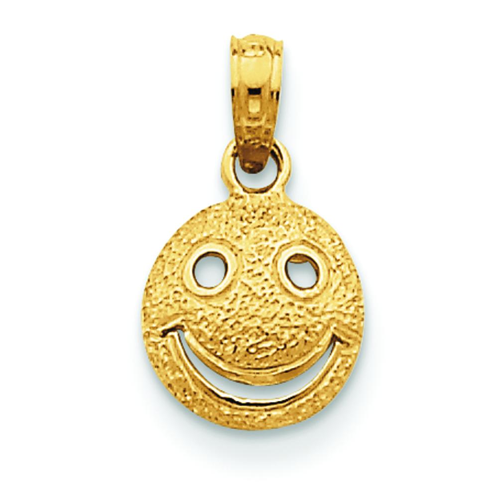 14K Yellow Gold Smiley Face Charm Happy Pendant Jewelry eBay