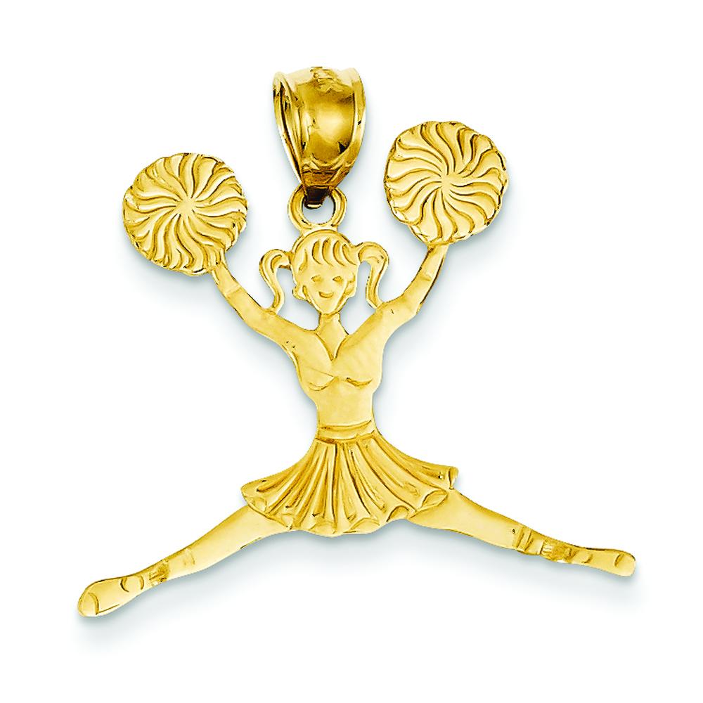 14K Gold Cheerleader & Pom Poms Charm Cheerleading eBay