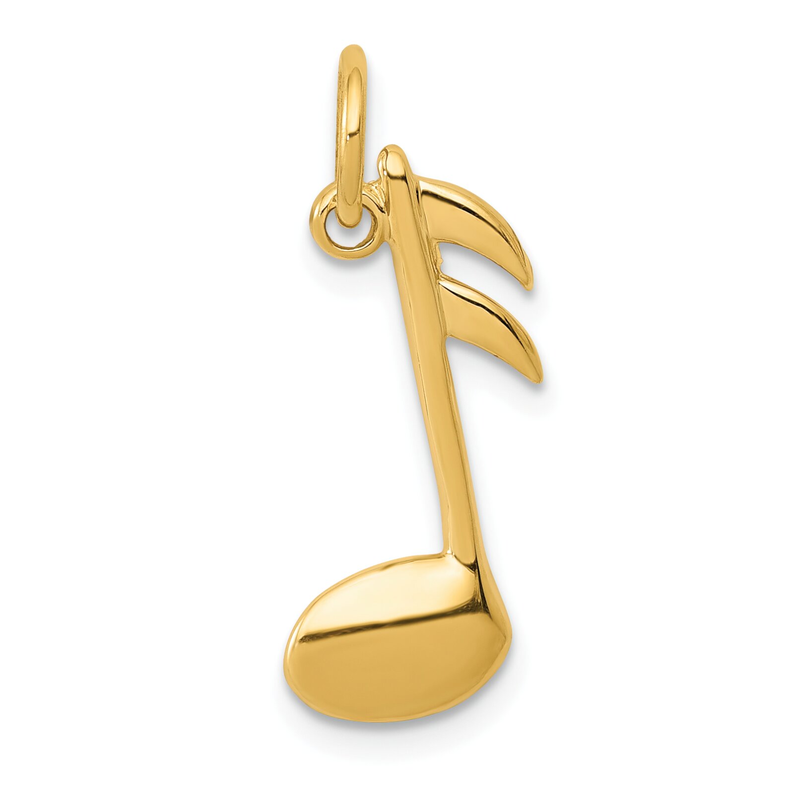 14K Yellow Gold Musical Note Charm Pendant Music