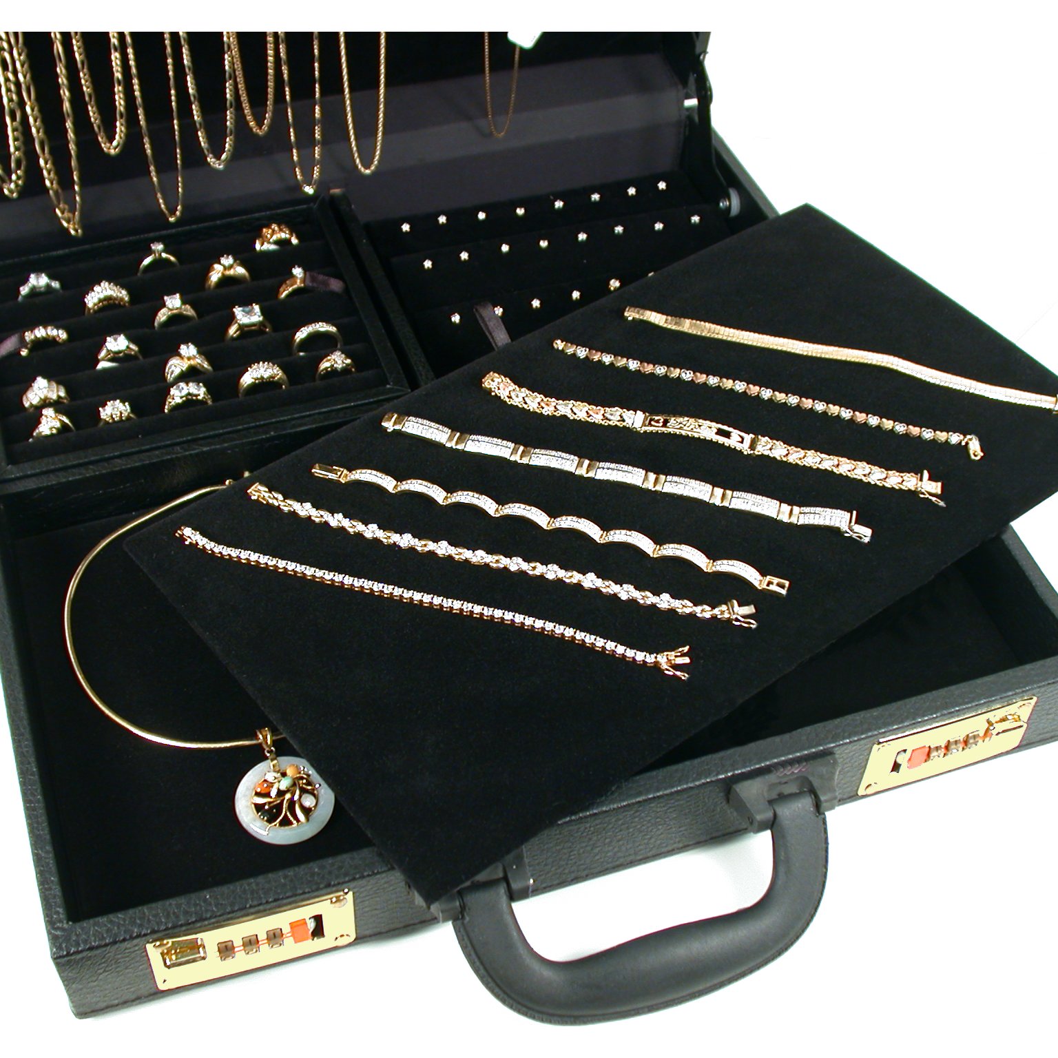 Large Jewelry Attache Display Travel Case & Locks eBay