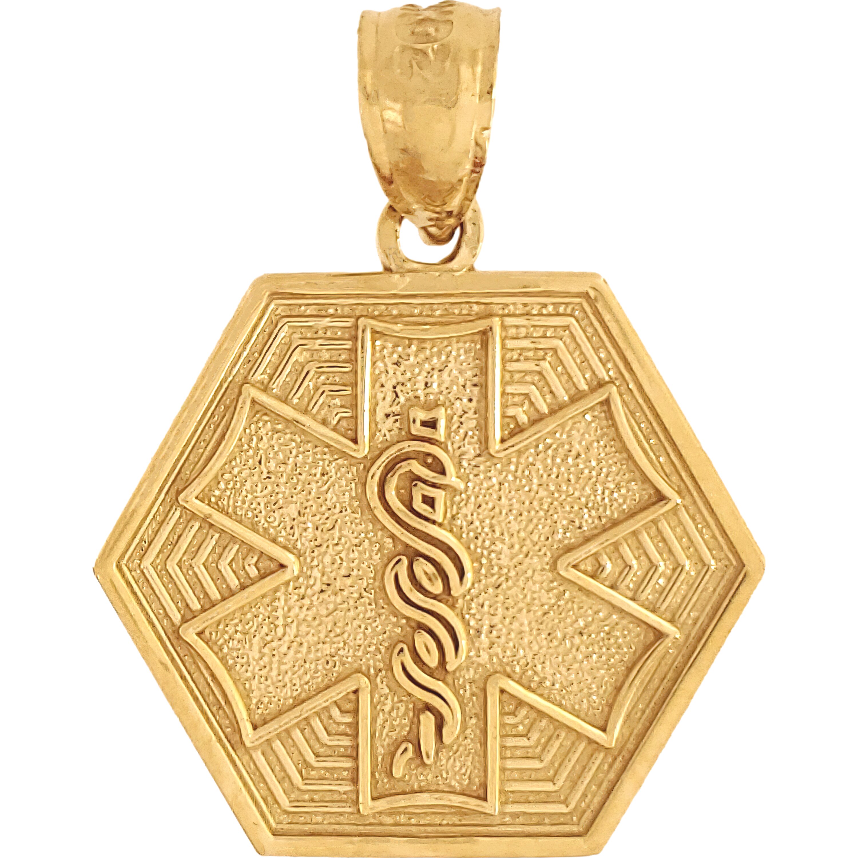 14K Gold Medical ID Alert Charm Doctor Ident Jewelry 17.5mm eBay