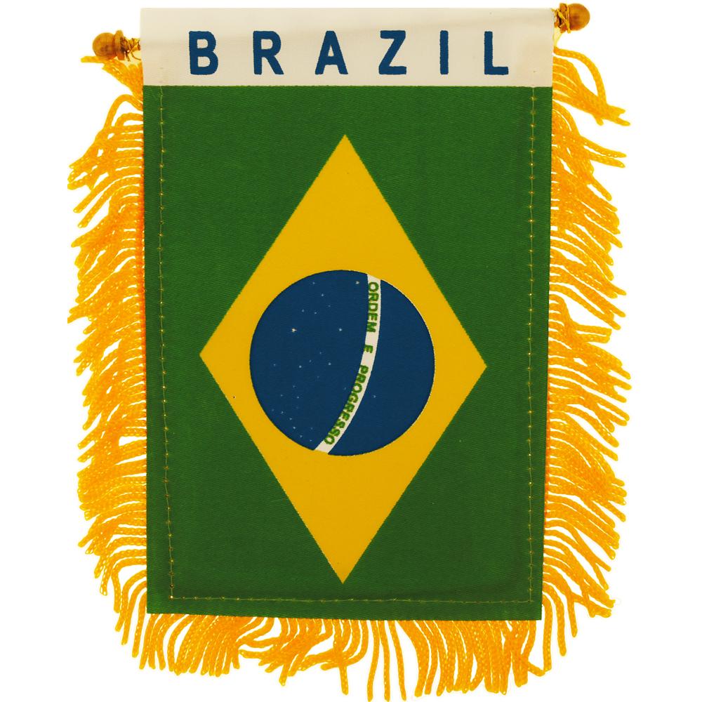 brazil flag mini banner 3" x 5"